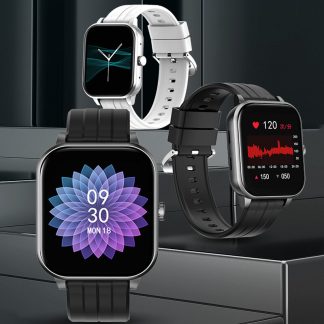 [Appel Bluetooth] Bakeey S5 1.5 '' ecran Tactile Complet Frequence Cardiaque Tensiometre Musique Contrele de la Camera Affichage Meteo Montre Intelligente - Gris