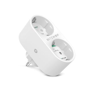 BlitzWolfe BW-SHP7 16A 2 EN 1 Double prise UE Prise WIFI intelligente Telecommande independante Statistiques sur l'electricite Interrupteur d'eclairage e domicile Minuterie