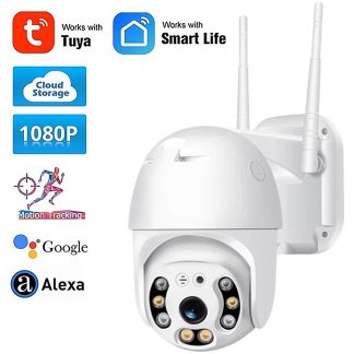 Tuya Smart Life S2-Q03 HD 1080P Camera Wi-Fi PTZ 2MP IP66 Vision nocturne etanche fonctionne avec Alexa Google home - Prise americaine