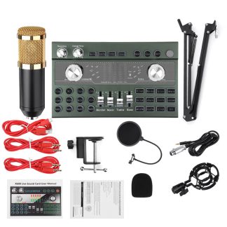 Bakeey Microphone d'enregistrement e condensateur pour Tiktok Podcast Vlog PC Telephone Enregistrement Audio Voix Skype Chat Podcast - Vert