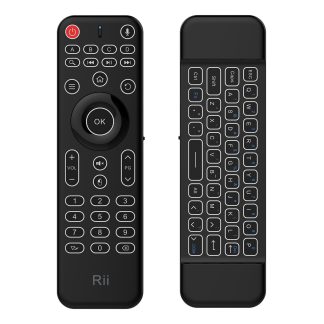 Rii MX9 2.4GHz Mini clavier sans fil Support TV PC ordinateur TV Box retro-eclairage avec Microphone Keyborad pour Xbox Game Console - Noir