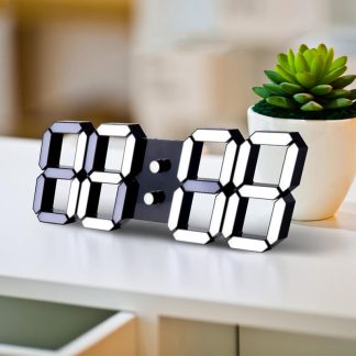 Grande horloge murale squelette numerique moderne - Blanc