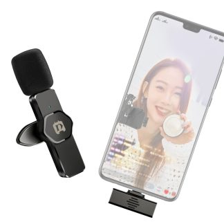 PULUZ Systeme de microphone cravate sans fil e faible latence Bluetooth Mini micro e revers e clipser pour iPhone Android pour Lightning Type-C Telephone portable Ordinateur portable Youtuber Enregistrement audio et video Diffusion en direct Vloggi - TYPE-C