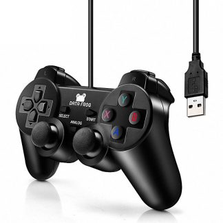 DATA FROG Classic Contreleur de jeu USB filaire de 1,5 m avec moteurs de retroaction de vibration Touches tactiles pour PC Windows