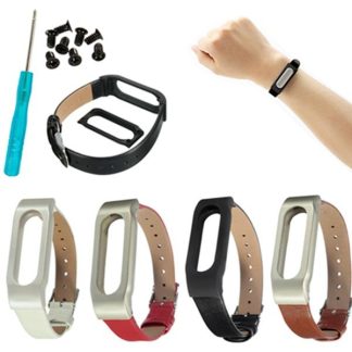 Remplacement de bracelet de cuir pour xiaomi miband courroie de poignet smartband + outils - Blanc