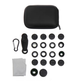 LIGINN L-1001 10 en 1 Fisheye Macro Grand Angle etoile CPL Kaleidoscope Telephoto Filtre Radial pour la Photographie de Smartphone