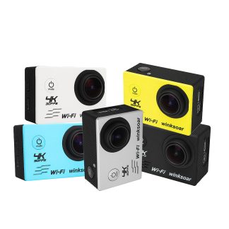 Winksoar SJ8000 Impermeable e l'eau 2.0 pouces LCD 4K HD WiFi Appareil d'action DV camera avec telecommande - Jaune