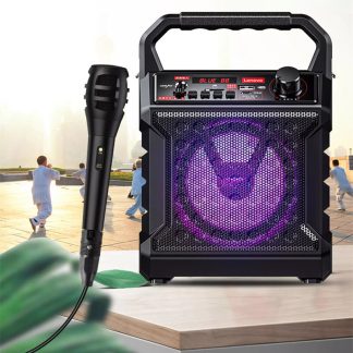 Lenovo V015 Haut-parleur de karaoke portable Haut-parleur sans fil Bluetooth Subwoofer de basse avec microphone Carte USB TF mains libres AUX FM - la norme