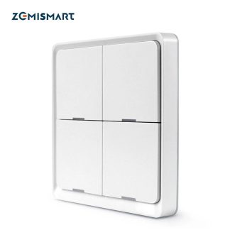 Zemismart 4 Gang Tuya Zigbee3.0 autocollant de commutateur sans fil Batterie puissance SmartThings contrele ZB 2MQTT deCONZ - Blanc