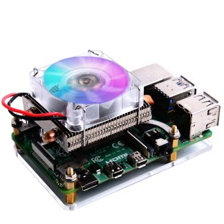 Boetier metallique de ventilateur de refroidissement de tour de glace e profil bas 52Pi 7 couleurs RGB changeant LED lumiere avec support pour Raspberry Pi 4 B/3B +/3B