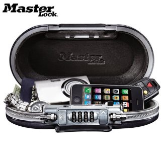 Master Lock coffre-fort Portable verrouillage par mot de passe Mini coffres-forts de securite coffres-forts ceble metallique fixe bijoux carte de paiement boetes de rangement de telephone - Noir