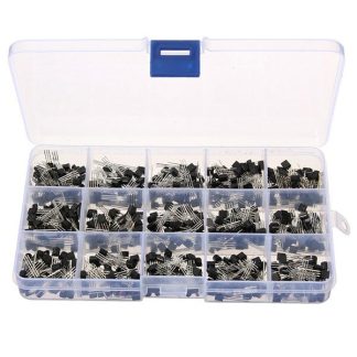 Geekcreite 600pcs 15 types de transistor de valeurs TO-92 NPN Kit PNP 30-160V 50-1000mA NPN / PNP