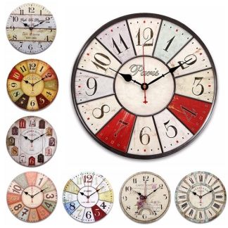 Colorful grande horloge en bois de mur Vintage rustique Shabby pour l'art de decoration interieure - sept