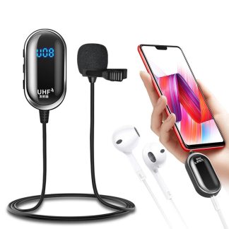 Bakeey U13 LED Affichage Sans Fil Lavalier Microphone UHF Sans Fil Revers Microphone Systeme Rechargeable emetteur et Recepteur pour Telephone Android PC DSLR Camera Video Enregistrement Vlogging - 1 e 2