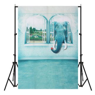 3x5FT 5x7FT effet 3D elephant bleu toile de fond studio prop arriere-plan - 1.5x2.1m