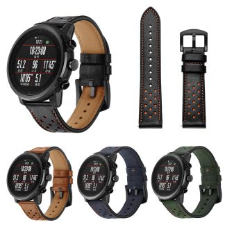 Montre en cuir veritable de remplacement 22mm Bande pour montre intelligente de sport Xiaomi AMAZFIT Huami Strato 2 - Vert