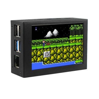 3.5 pouces LCD affichage coque metallique Pi4 generation ecran d'affichage etui de protection pour Raspberry Pi 4B/3B +/3B - Coque d'ecran