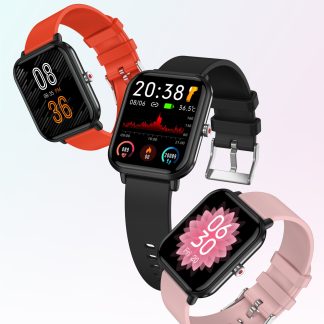 Bakeey Q9pro Ultra Thin 1,7 pouces ecran tactile complet Temperature Frequence cardiaque Pression arterielle Moniteur SpO2 45 jours Longue duree de veille IP68 Montre intelligente etanche - Rose