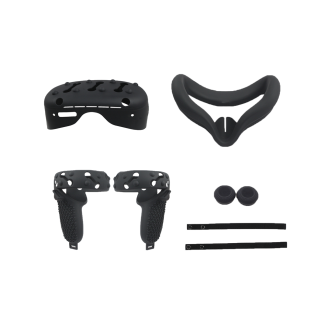 Coussin de masque pour les yeux de couverture avant 5 en1 pour Oculus Quest 2 contreleur tactile poignee en Silicone peau bouton de pouce sangle d'articulation - Noir