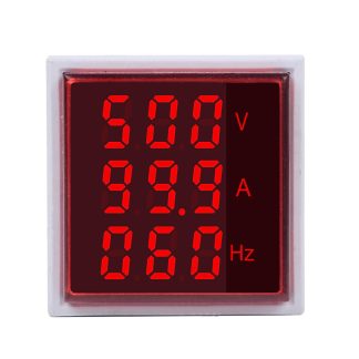 3pcs Geekcreite 3 en 1 AC 60-500V 100A Carre rouge LED Voltmetre numerique Amperemetre Hertz Signal Metre Feux de signalisation Tension Courant Frequence Combo Indicateur de compteur avec testeur rond