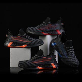 AtreGo Chaussures de travail de securite en maille pour hommes Baskets en acier anti-smash anti-crevaison - Orange 46