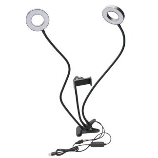 3 en 1 LED Ring Light Dimmable Kit d'eclairage Telephone Selfie Trepied Stand pour telephone camera - une
