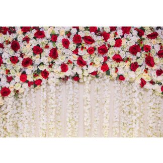 Fond de photographie de mur de rose rouge de mariage romantique - 2,1 x 1,5 m