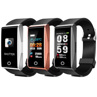 Mate1 ecran couleur de la frequence cardiaque de la pression arterielle de l'oxygene appel Bluetooth impermeable e l'eau Smart Bracelet sport - Gris