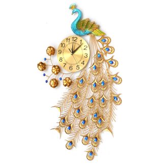 Horloge murale de paon de mode europeenne simple salon chambre horloge murale d'art creatif