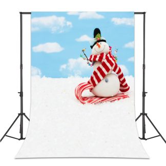 5x7FT vinyle bleu Sky bonhomme de neige photographie toile de fond fond Studio Prop