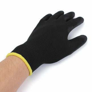 12 paires travail noir de securite pu constructeurs de gants protegent les gants de revetement de palme s / m l option / - S