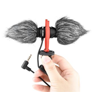Microphone YELANGU MIC11 Microphone d'enregistrement e reduction de bruit Double directionnel pour telephone portable DSLR Interview diffusion Vlogging YouTube - Noir
