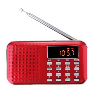 L-218AM FM AM Radio Numerique LCD Dener Basse Mini Haut-Parleur AUX USB TF LED Lumiere - Rouge
