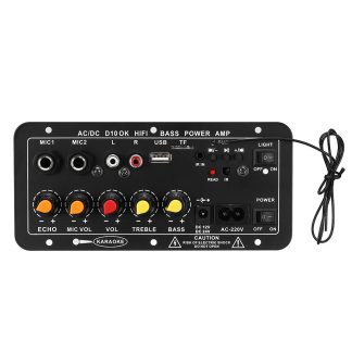 AC 220V 12V 24V carte amplificateur stereo bluetooth numerique Subwoofer double microphone amplificateurs karaoke pour haut-parleur 8-12 pouces - Prise EU
