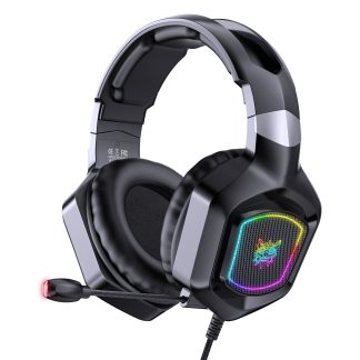 ONIKUMA X8 Casque de jeu USB 3,5 mm + Casque de jeu filaire basse ecouteur stereo antibruit avec RVB LED Lumieres Microphone pour PS4 Ordinateur PC Gamer - Noir