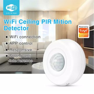EARYKONG Plafond WIFI sans fil PIR Detecteur de Mition PIR Capteur d'alarme Detecteur de securite infrarouge du corps humain Fonctionne avec la vie intelligente Alexa Google Home
