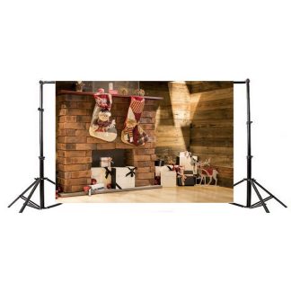 7x5FT noel cheminee cadeau bas photographie toile de fond Studio Prop fond