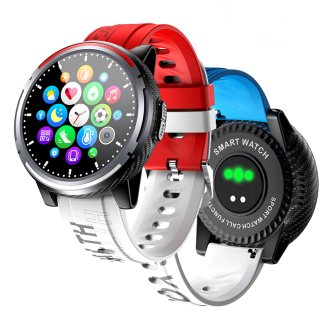 [Appel bluetooth] Bakeey M26 Full Touch BT5.0 Bracelet Frequence cardiaque Pression arterielle Moniteur d'oxygene Contrele de la musique Bracelet de mode Montre intelligente - Rouge blanc