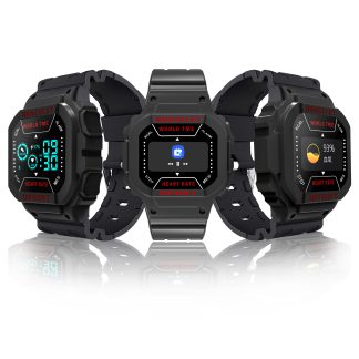 Bakeey I3 0.96 pouces ecran tactile frequence cardiaque surveillance de la pression d'oxygene dans le sang meteo push 240 heures de temps de veille montre intelligente - Noir