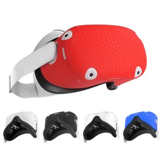 Hibloks Silicone Housse De Protection Shell Case Casque Protection Couverture Avant pour Oculus Quest 2 VR Accessoires Casque Tete Couverture Anti-Rayures - Rouge