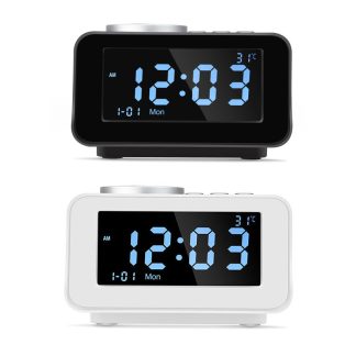K6 reveil intelligent haut-parleur bluetooth haut-parleur stereo sans fil portable LCD lecteur de musique de temperature d'affichage d'ecran - Noir