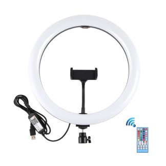PULUZ PU458B 11,8 pouces 30 cm RGBW Dimmable LED Anneau lumineux pour la diffusion video en direct Selfie photographie avec telecommande