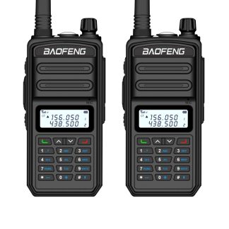 2PCS BAOFENG BF-S5plus 5W 1800mAh IP67 etanche UV Double Bande Radio bidirectionnelle Talkie Walkie 128 Canaux Sea Land LED Lampe de Poche Randonnee Exterieure Interphone Conduite Interphone Civil Noir EU Plug