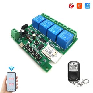 DC/AC 5-32V 4 canaux Tuya WiFi Module de relais choses Smart Home telecommande commutateur telephone APP contrele - carte relais uniquement