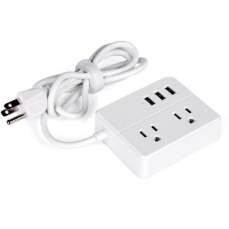DHEKINGD D111 US Prises avec 2 prises 3 USB Prises Station de charge de bureau Rallonge de 3,94 pieds pour prise de courant de rallonge multi-prise de voyage - Prise americaine