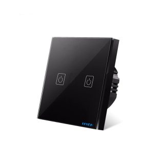 BONDA 1/2/3 voies commutateur intelligent telecommande sans fil APP interrupteur d'eclairage mural de luxe ecran tactile en verre de cristal - Blanc 2 voies