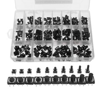 250 pieces 6 x 6 mm 12 x 12 mm 20 valeur 4 broches interrupteur e bouton-poussoir tactile Micro Kit d'assortiment de Tact momentane