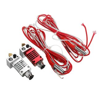 Kit d'extrudeuse e distance Hotend V6 1.75mm tout metal argent / rouge J-Head Hotend avec tube chauffant pour imprimante 3D CR10 / CR8 - Argente