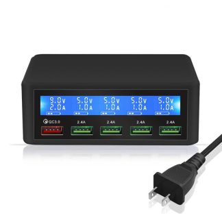 QC3.0 5 Chargeur de telephone portable USB Dynamique en temps reel de l'affichage intelligent LCD Reconnaissance automatique Recharge rapide - Prise UE