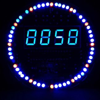 Bricolage RGB rond LED Kit d'horloge electronique reveil musical avec boetier Tube numerique bleu rouge vert LED - parties bleues
